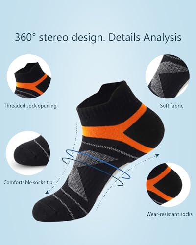 Men Ankle Athletic Socks Sweat Absorbent Breathable Arch Cushioning Running Basketball Socks 8-13 (5 Pairs)2