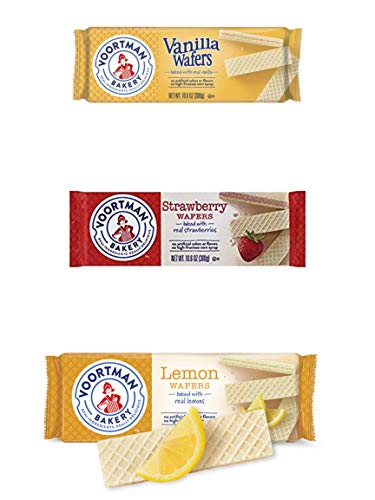 Voortman Wafers Cookies | Vanilla Wafers 14.1 Oz | Lemon Wafers 10.6 Oz | Strawberry Wafers 10.6 Oz - BUNDLE 3