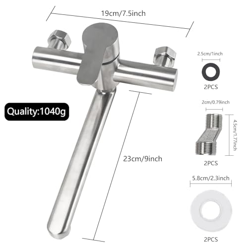 Minnhua Wasserhahn Wandmontage Wasserhahn Küche 360° Drehbare Einhebelmischer Küchenarmatur 304 Edelstahl Wandarmatur Küchenarmaturen mit Schwenkarm 25cm Kalt und Heiß Spültischarmatur Küche Silber