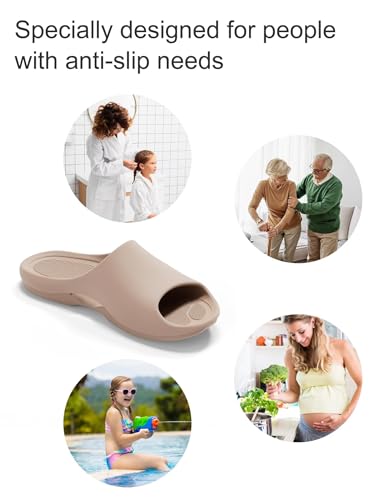 Image of KENROLL KM228 Non Slip Shower Shoes, Arch Support EVA Slides | rubber anti-slip outsole, cushioned sole, side drainage, toe protection, ideal for seniors adults family, bathroom pool beach