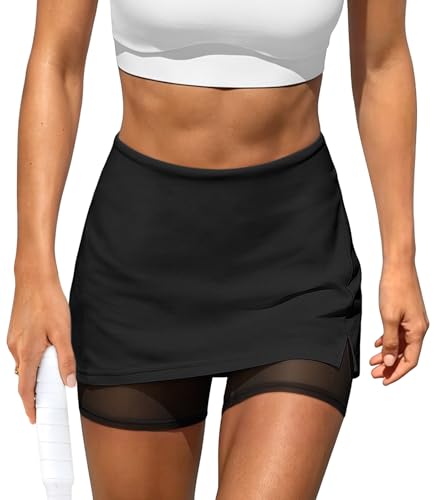 Womens Tennis Black Skirt Golf Athletic Mini Skort Workout Mesh Skirts S