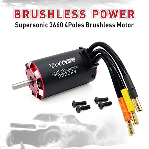 V2 3660 3600Kv 4 Pole Supersonic Brushless Motor, Supersonic Brushless Motor Multiple Protection Function High Hardness For For 1/10 Rc Car Vehicle #TOP6