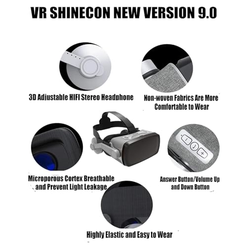 PPLDABNK Casque VR 3D avec Joystick sans Fil, réglage de la myopie (jusqu'à 600°), Compatible avec Les Smartphones de 4,0 à 6,7 Pouces pour Une expérience de Jeu et de cinéma immersive,Black – vue 5