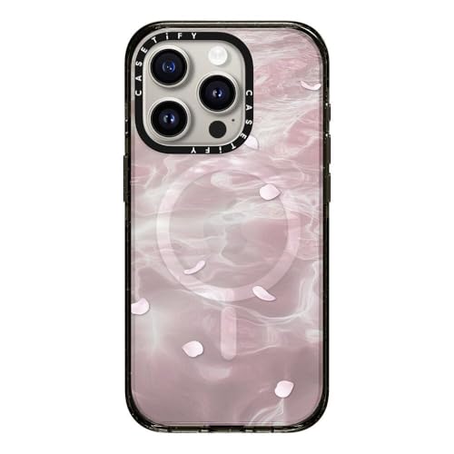 CASETiFY �C���p�N�g iPhone 15 Pro �P�[�X [MIL�K�i���� (4x MIL-STD-810G) / 2.5m����̗����������N���A / MagSafe �ɑΉ�] - Floating Petals - �N���A �u���b�N