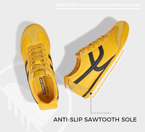 LUCKY STEP Women's Retro Fashion Sneakers Thin Sole Casual Walking Lightweight Tennis Trainers Running Gym Workout Classic Comfortable Athletic Shoes2