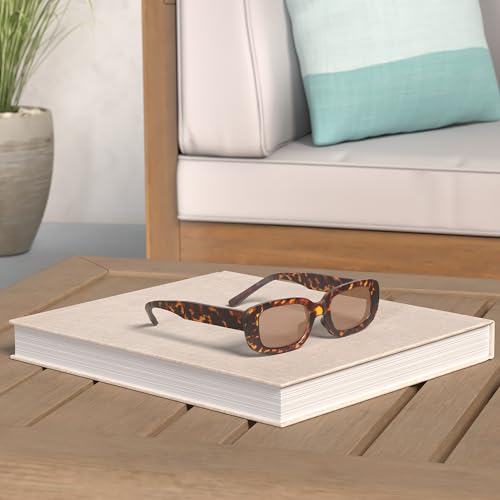 Image of BUTABY Rectangle Sunglasses for Women Retro Driving Glasses 90's Vintage Fashion Narrow Square Frame UV400 Protection