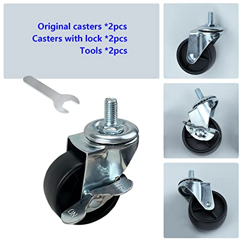 Crlgo 2"PPM8 4Pcs Casters M8X15Mm, 2 With Brakes | 2 Inches Heavy Duty Nylon Rubber Swivel Caster Wheel thumb #3