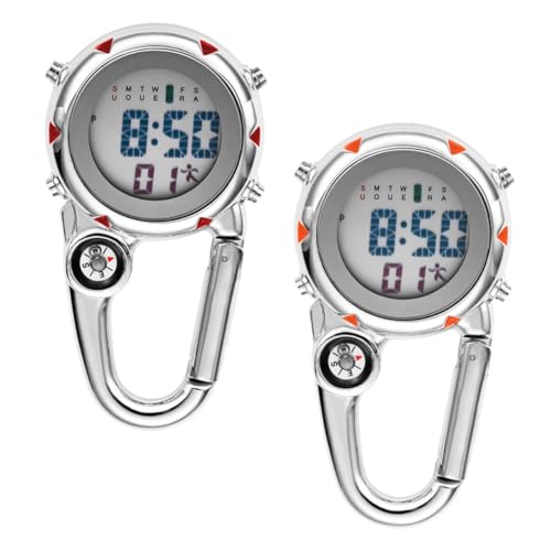 Montre de poche lumineuse en acier inoxydable avec clip métallique antichoc x2