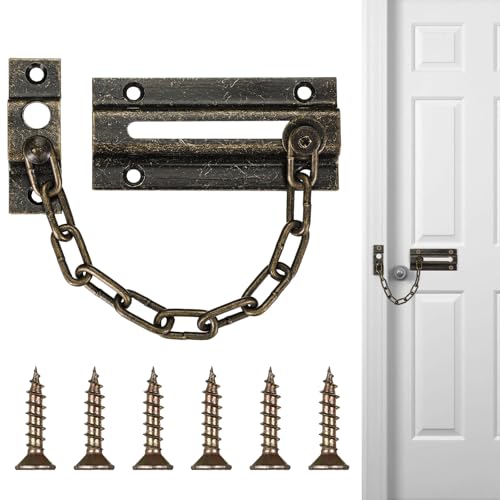 Gulfmew Serrure à Chaîne de Porte avec Vis Chaîne de Sécurité Antivol Plus Épaisse pour Porte Fenêtre Verrou de Sécurité pour Porte Intérieure Porte d'Entrée Maison Appartement Chambre Hôtel(Cyan)