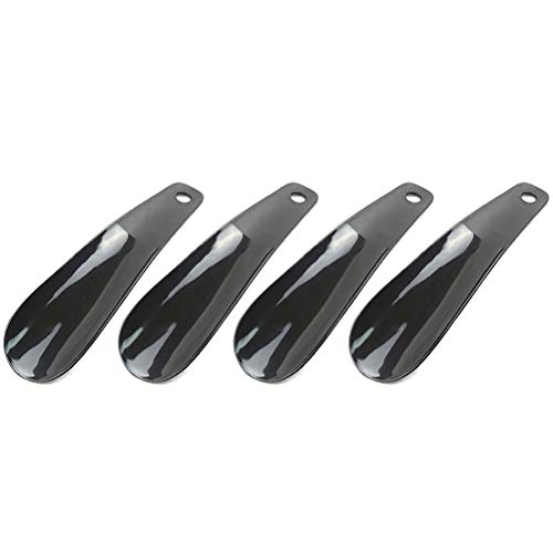 4 Stücke Schuhlöffel Schuh Horn Schwarz Kunststoff Schuh Horn Starke Flexible Reise Kleine Kurze Einfache Haken Loch Hoe Horn Heber Kleine Cover
