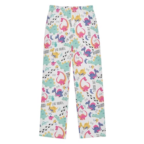 ZZXXB Dinosaur and Footprint Boys Long Pants Soft Trousers Elastic Waist Kids Lounge Bottoms with Pockets S-XL