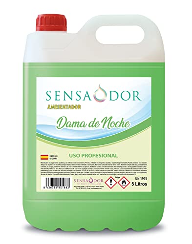 Ambientador Dama de Noche SENSAODOR, 5 Litros, Garrafa, Profesional, Empresas, Negocio, Limpieza, Neutralizador, Quitaolor, Buen olor, Aromatizador (Dama de Noche)