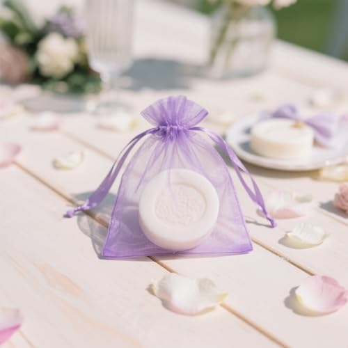 Image of joycraft Organza Bags 2.7x3.5 inch - Light Purple Drawstring Gift Packaging Pouch with Breathable Mesh for Wedding Favors, Jewelry Display, Candy Bags | Reusable Craft Supplies, Small Business