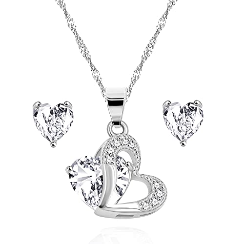 Juego de joyería de boda bme53 con cristales tallados en forma de corazón rojo para mujeres