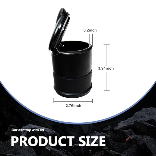 Image of Shakas Car Ashtray with Lid, One Hand Opening and Closing Creative LED Light Design High Temperature Resistant Flame Retardant Liner Small Trash Can, Portable Accessories for Most Cars (Black)