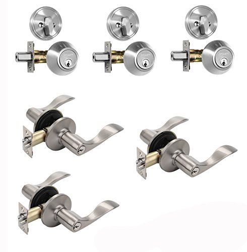 Dynasty Hardware CP-HER-US15, Heritage Front Door Entry Lever Lockset and Single Cylinder Deadbolt