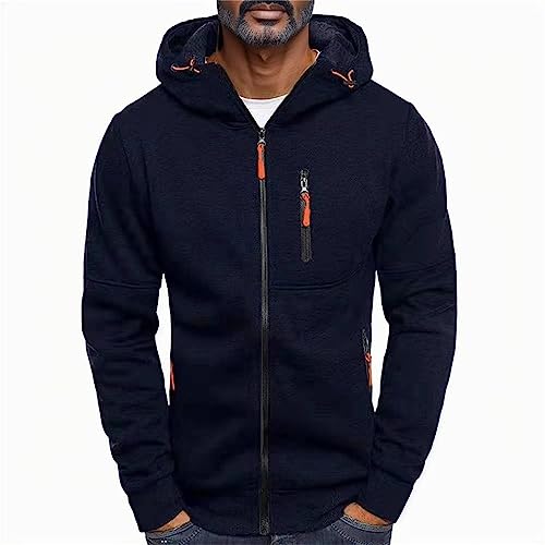 Mens Hoodies Zip up Jacket Casual Long Sleeve Mens Lightweight Jackets Fall Fleece Hooded Sweatshirts with Pockets2