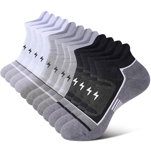 Cirorld Cushioned Running Socks, Ankle Trainer Socks for Men & Women, Anti-Blister & Sweat Wicking, Breathable Cotton sock for Sports, Gym, Walking and Daily, 6 Pairs