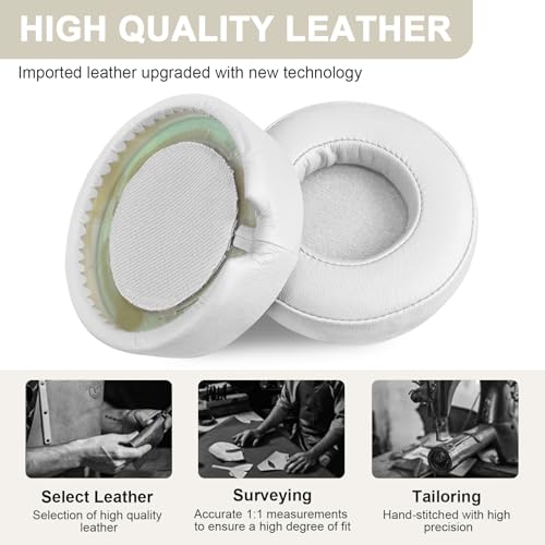 Almohadillas de repuesto Pro Ear Pads compatibles con auriculares Beats by Dr Dre Pro Detox, espuma viscoelástica, piel sintética suave (Blanco) miniatura 4