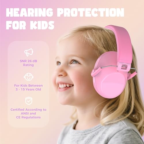 Miniatura 2 de Procase Cascos Antiruido Para Niños Nrr 22 Db, Orejeras Insonorizadas Con Cancelación De Ruido Y Diadema Ajustable, Protectores Auditivos Infantiles- Rosa