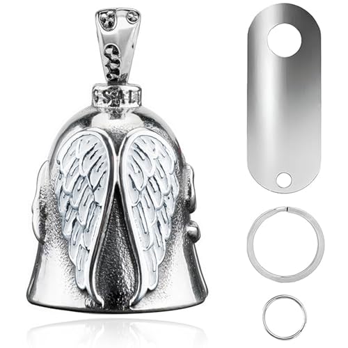 Image of vvag Motorcycle Bell Durable Guardian Angel Bell Hanger Biker Bell with Keychain Ring Motorcycle Accessories for Women