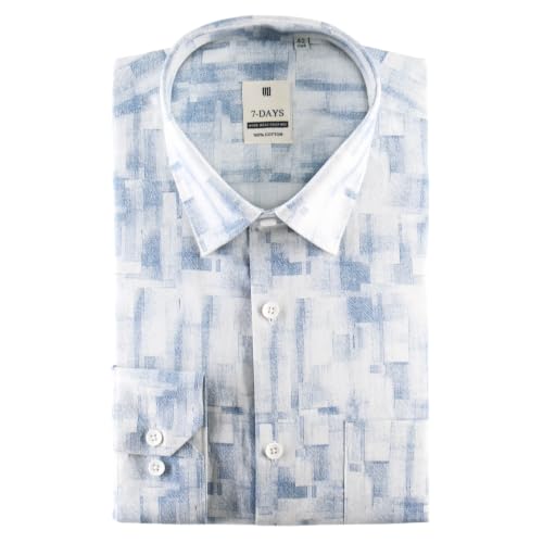 Image of 7-DAYS Men's Premium Printed Shirt - 100% Cotton, Regular Fit, Full Sleeve, with Pocket - Versatile for Formal Occasions and Casual Wear
