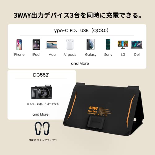 FlexSolar ソーラーパネル 40W ソーラーチャージャー usb 3