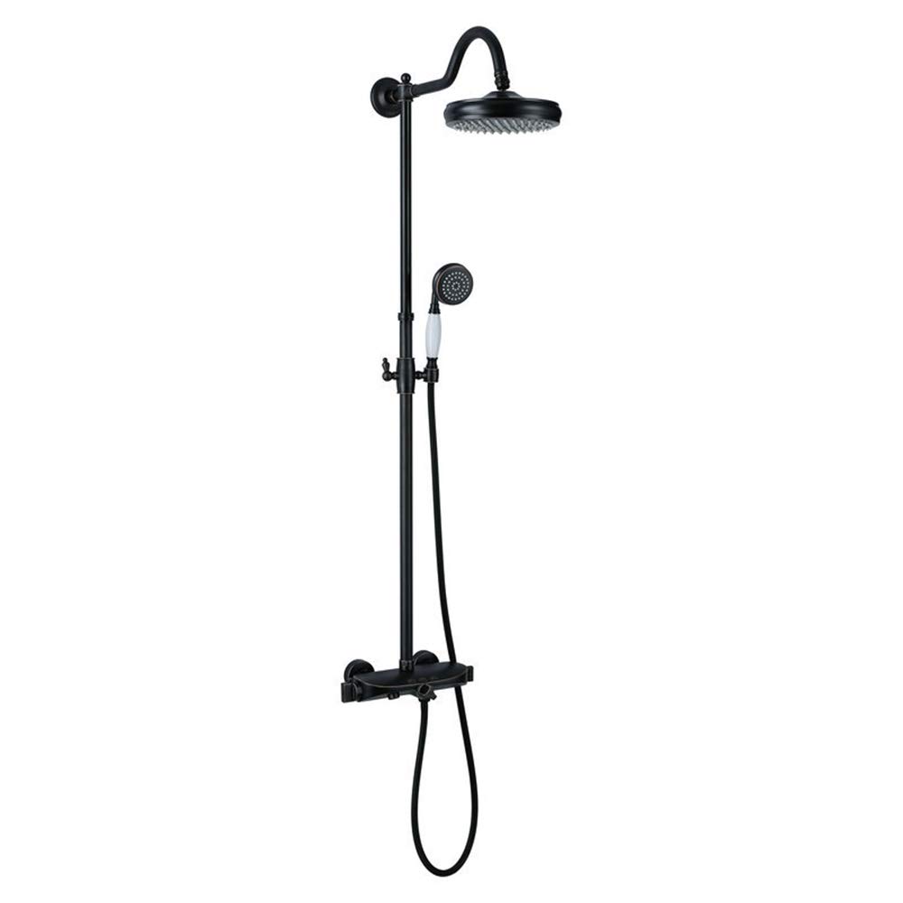 SWENEEN Handheld Showerthermostatic Shower System, Black Bathroom Shower Combo Set,Multifunctional Shower Faucet Set With Round Shower Head,Hand Shower,Bathtub Faucet,