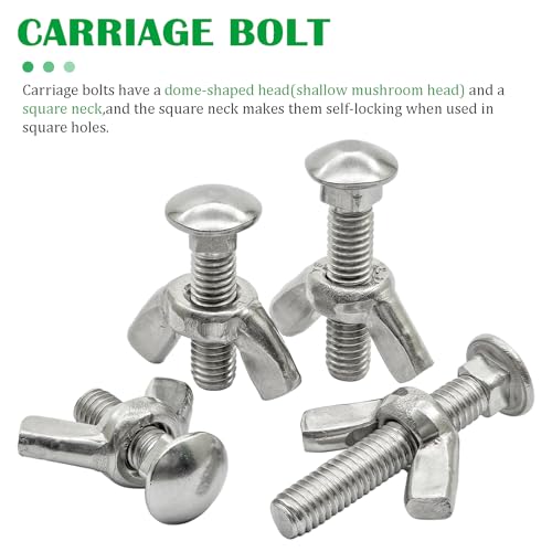 Pernos de carro M6 x 35 mm con tuercas de ala en acero inoxidable 304, 10 juegos 5