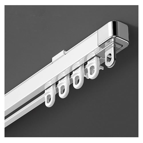 Riel telescópico para Cortina de Techo, Ajustable de 0,6 a 6 m, para Pared o Techo, para Sala de Estar, Dormitorio y mampara de Ducha, Color Blanco (1-1,8 m/3,3-5,9 pies)