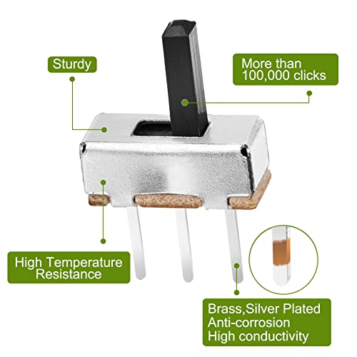 Image of Chanzon SPDT Mini Micro Slide Switch 1p2t 2 Position 20pcs 6 mm Toggle Vertical Slide Switch Panel Mount Small High Knob Vertical for PCB Arduino Breadboard Electronic Board Dip Miniature SlideSwitch