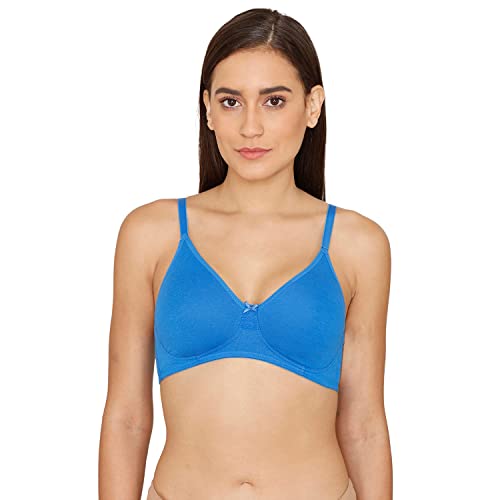 Image of Zivame Snuggle Up Double Layered Non Wired 3 /4th Covarage Basic Bra for Women - Princess Blue