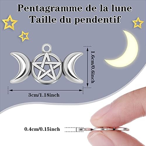ASTER Pentagram Moon Pendants Triple Moon Charm Necklace Goddess Triple Moon