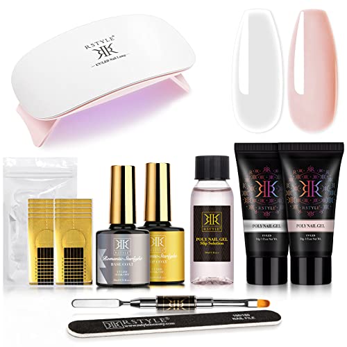 RSTYLE Gel de Extensión de Uñas, 2 * 30g Kit Uñas de Gel Completo Set Poly Nail Gel Kit Completo...