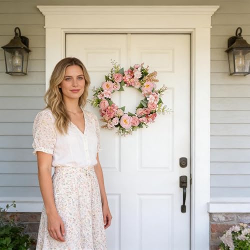 Couronne de porte printanière lumineuse pour décoration de mariage et fête