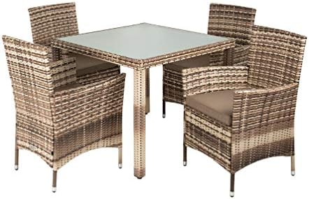 ESTEXO Zestaw mebli ogrodowych z polirattanu, zestaw mebli do siedzenia,...