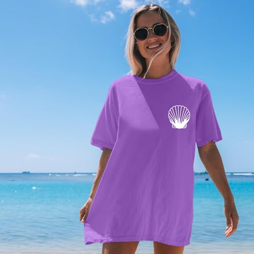 Image of Hawaiian T Shirts for Women Oversized Aesthetic Hibiscus Flower Beach Shirt Teens Preppy Tropical Graphic Tee Tops