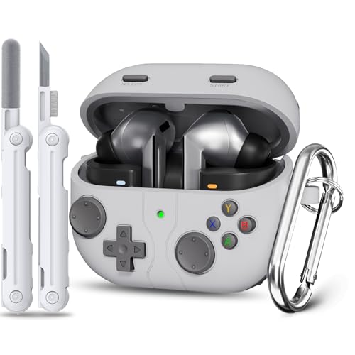 Image of Game Case for Samsung Galaxy Buds 3 FE(2025) & Galaxy Buds 3 Pro Case(2024),Silicone Classic Game Player Design with 3D Button Case Cover for Buds Pro 3 for Men with Cleaner Kit-Rock Grey