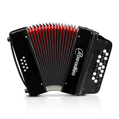 Accordion - 22 keys 8 bass, lightweight piano accordion for beginners, vibrant design for beginners and adults for easy learning (8 Bass, Black)