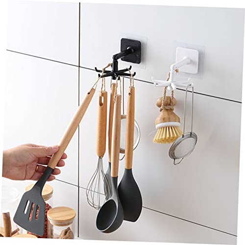Garvalon Multifunctional Hook White Utensil Holder Rotating Utensil Holder Shower Towel Hook 1 Set 4Pcs Swivel Hanging Rack Rotatable Hook Kitchen Rotating Folding Hook Storage Hooks White #TOP5