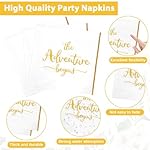 100Pcs The Adventure Begins Paper Plates and Napkins Engagement Party Supplies Bridal Shower Party Disposable Dessert Plate Rehearsal Dinner Tableware for 25 Guests Travel Elegant Party Decorations - Image 4