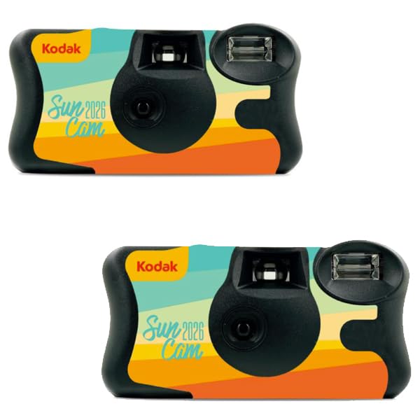 Confezione da 2 Fotocamere Usa e Getta Kodak Summer Edition con Flash Integrato, 39 scatti ISO 800 - Ideali Per Vacanze, Matrimoni, Feste, Compleanni, Eventi e Viaggi