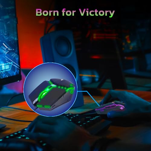 Image of Ant G20 Gaming Mouse, Wired Mouse with RGB Backlit and Adjustable DPI, Ergonomic Office Laptop Mouse, Computer Gamer Mouse with 7 Responsive Buttons for Windows /Mac /Linux /Chrome