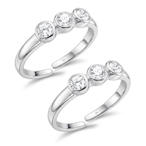 Image of TRUESILVER ACPL 925 Sterling Silver Toe Rings for Women | BIS Hallmarked Classic, Ruby Red & Cubic Zirconia Stone Toe Ring