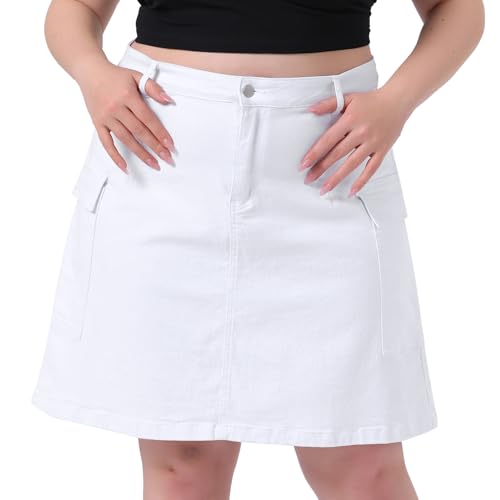 Agnes Orinda Plus Size Skirt for Women A Line Causal Above Knee Z...