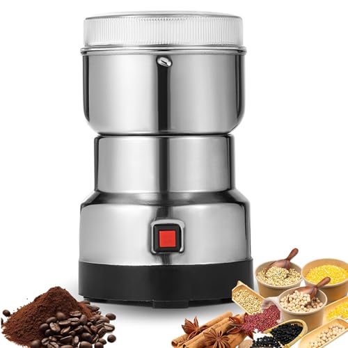 Molino Eléctrico De Café Y Especias – Molinillo Compacto De Acero Inoxidable De 150W con Capacidad De 300ml – Molino Portátil Multiuso para Granos De Café, Especias, Nueces, Hierbas Y Semillas