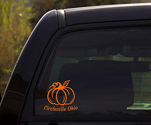 Pumpkin, Circleville Ohio - Hollow Squash Fall Season Halloween Pie City in Ohio Vinyl Decal Sticker for Window of car, Van, Jeep, Truck