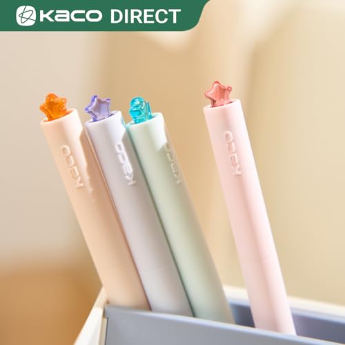 Kaco FIRST Canetas de gel fofas de papelaria tinta preta, ponta média de 0,7 mm, canetas de estrela