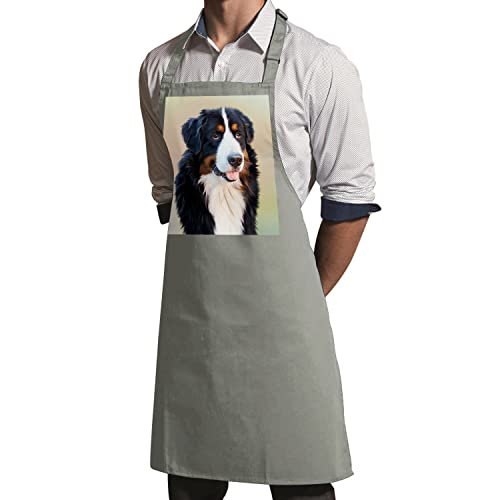 Tablier de cuisine gris imprimé Saint Bernard pour passionné de grands chiens - 3