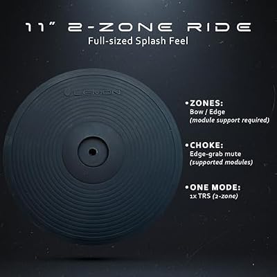 Lemon 11 Dual-Zone Electronic Splash/Crash Cymbal Pad with Choke for Electronic Drum Kits Quiet Rubber Cymbal for Practice & Performance